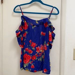 Royal blue Floral off shoulder top